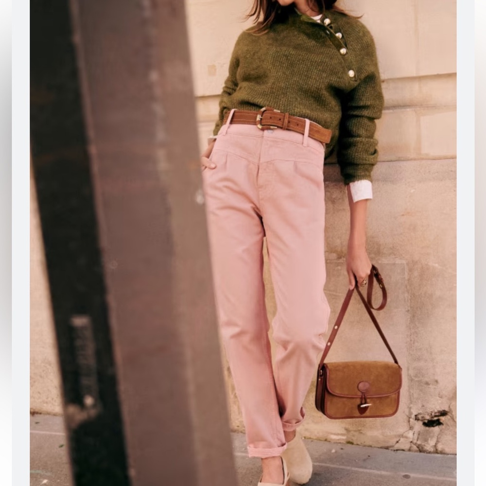 Sezane pink sama trousers size 36 nwt